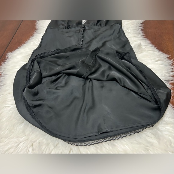 NWT Meshki Size S Amiri Satin Mini Dress With Lace Black Open Back - Picture 8 of 16